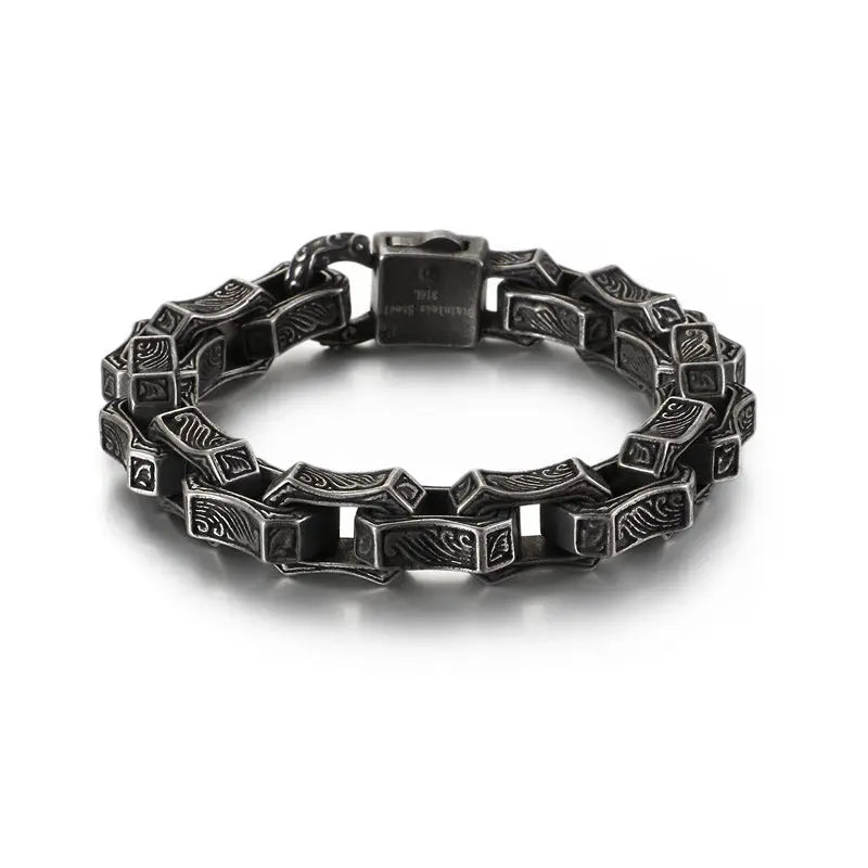 Carved Motorcycle Stainless Steel Bracelet