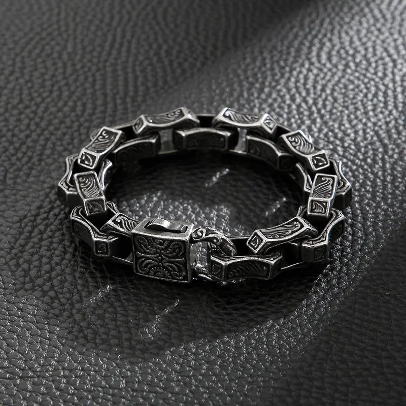 Carved Motorcycle Stainless Steel Bracelet