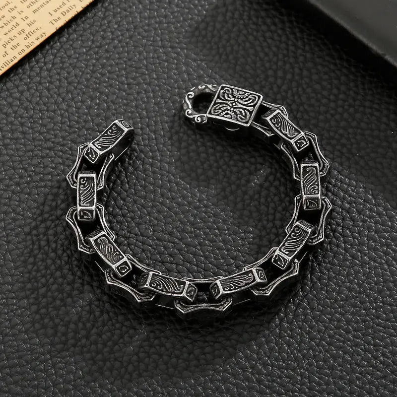 Carved Motorcycle Stainless Steel Bracelet