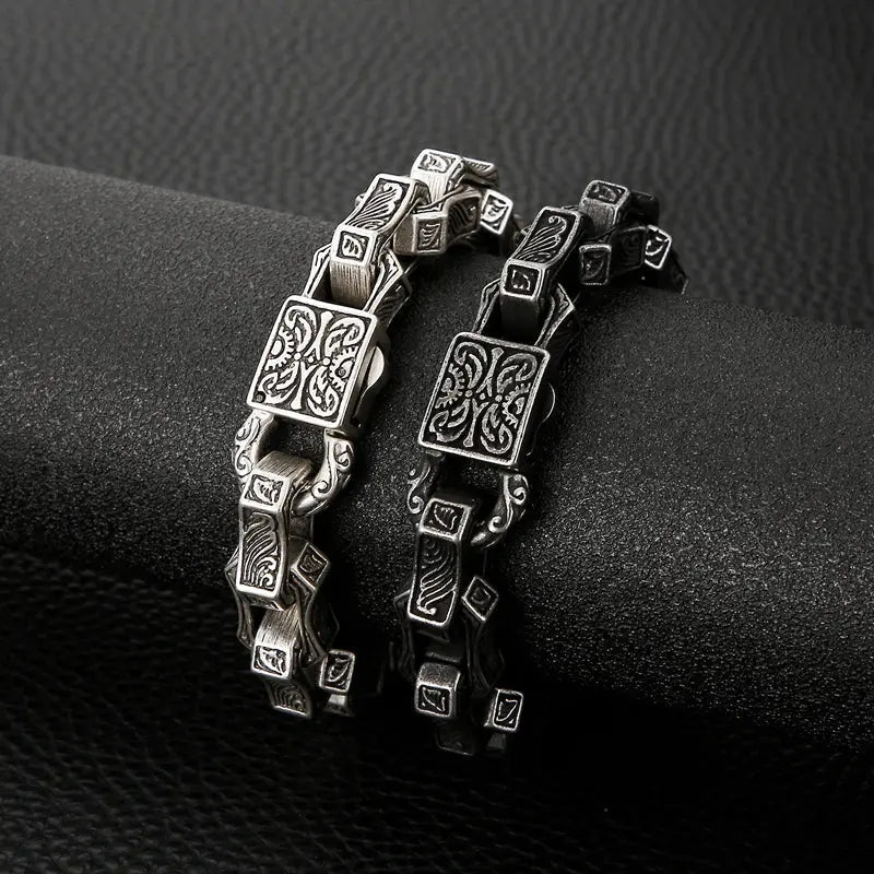 Carved Motorcycle Stainless Steel Bracelet