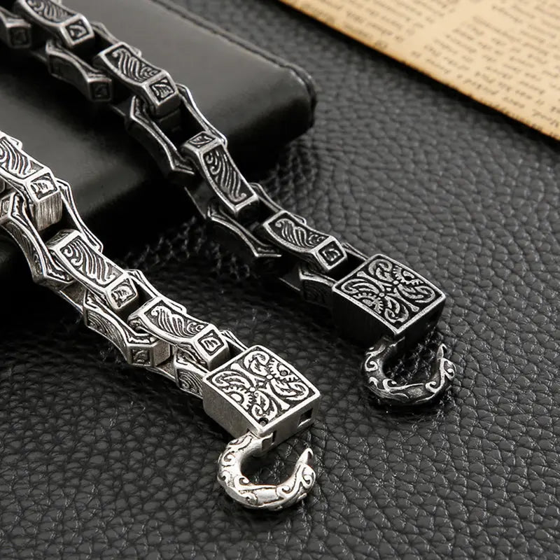 Carved Motorcycle Stainless Steel Bracelet