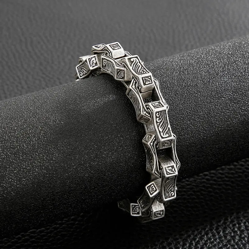 Carved Motorcycle Stainless Steel Bracelet