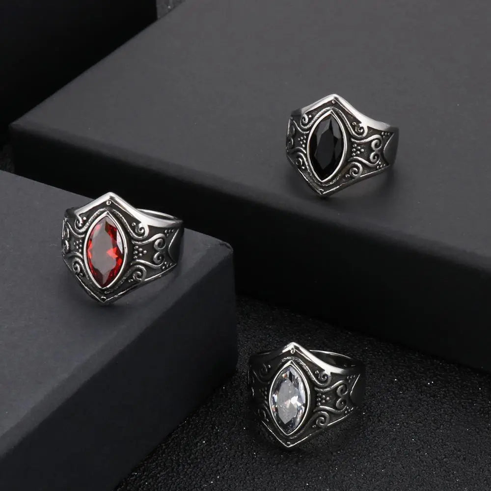 Carved Ruby-Obsidian Vintage Ring