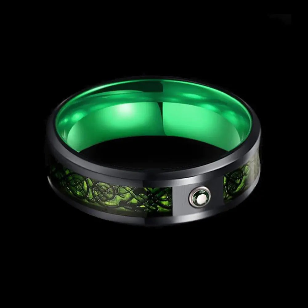 Celtic Dragon Carbon Fiber Ring Band