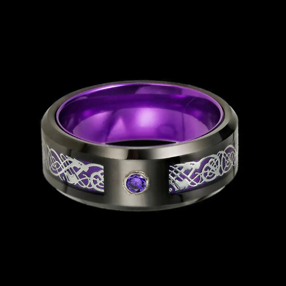 Celtic Dragon Carbon Fiber Ring Band