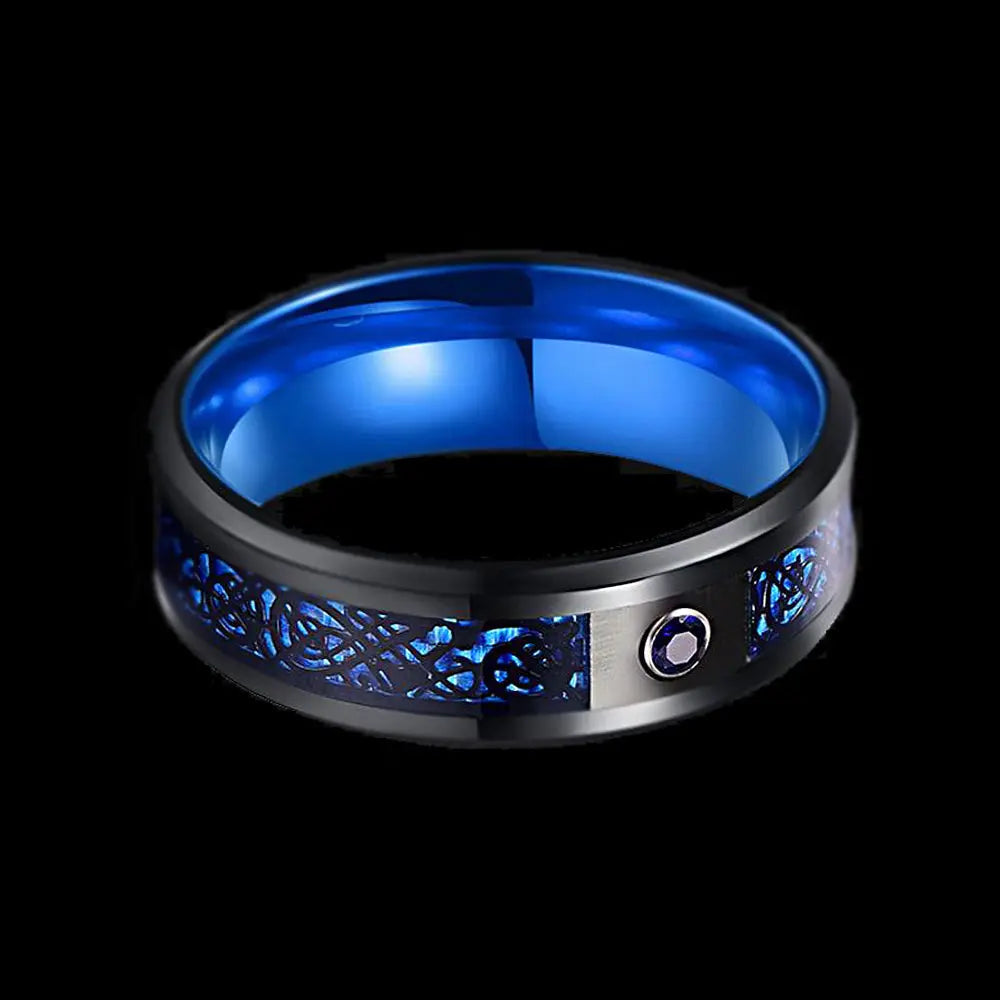 Celtic Dragon Carbon Fiber Ring Band