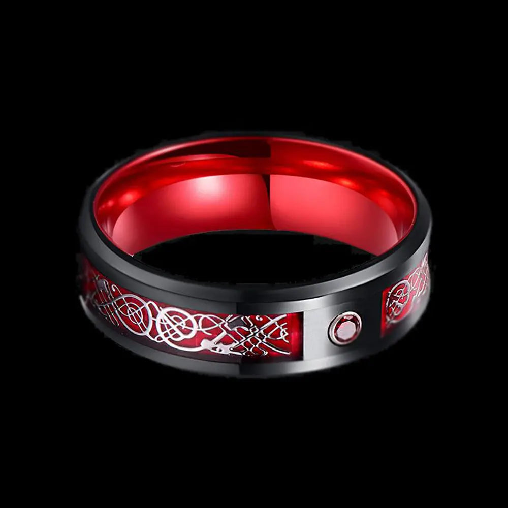 Celtic Dragon Carbon Fiber Ring Band