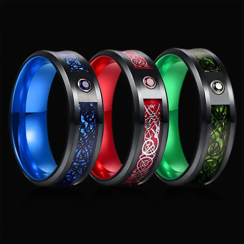 Celtic Dragon Carbon Fiber Ring Band