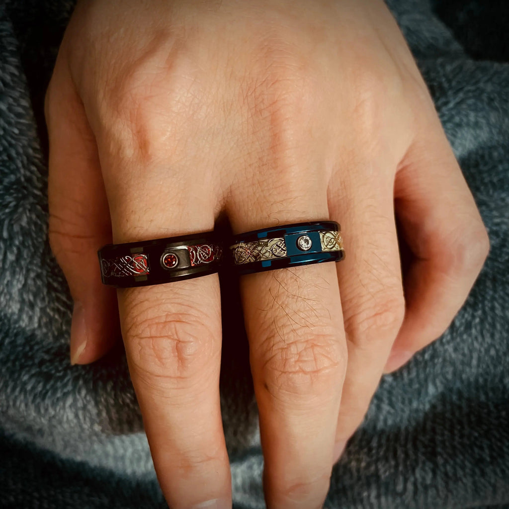Celtic Dragon Carbon Fiber Ring Band