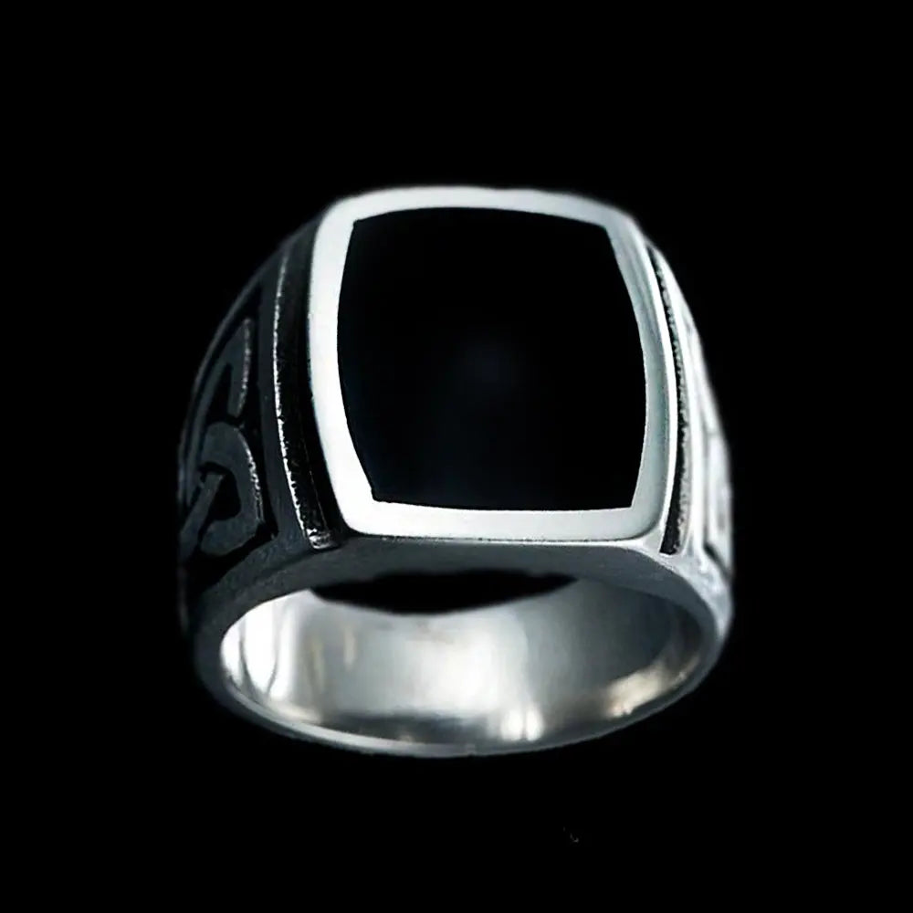Celtic Knot Obsidian Stainless Steel Ring