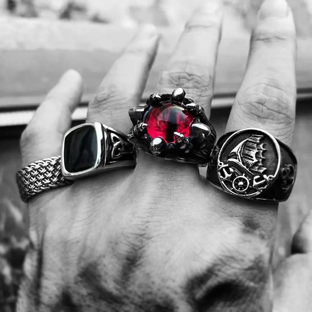 Celtic Knot Obsidian Stainless Steel Ring