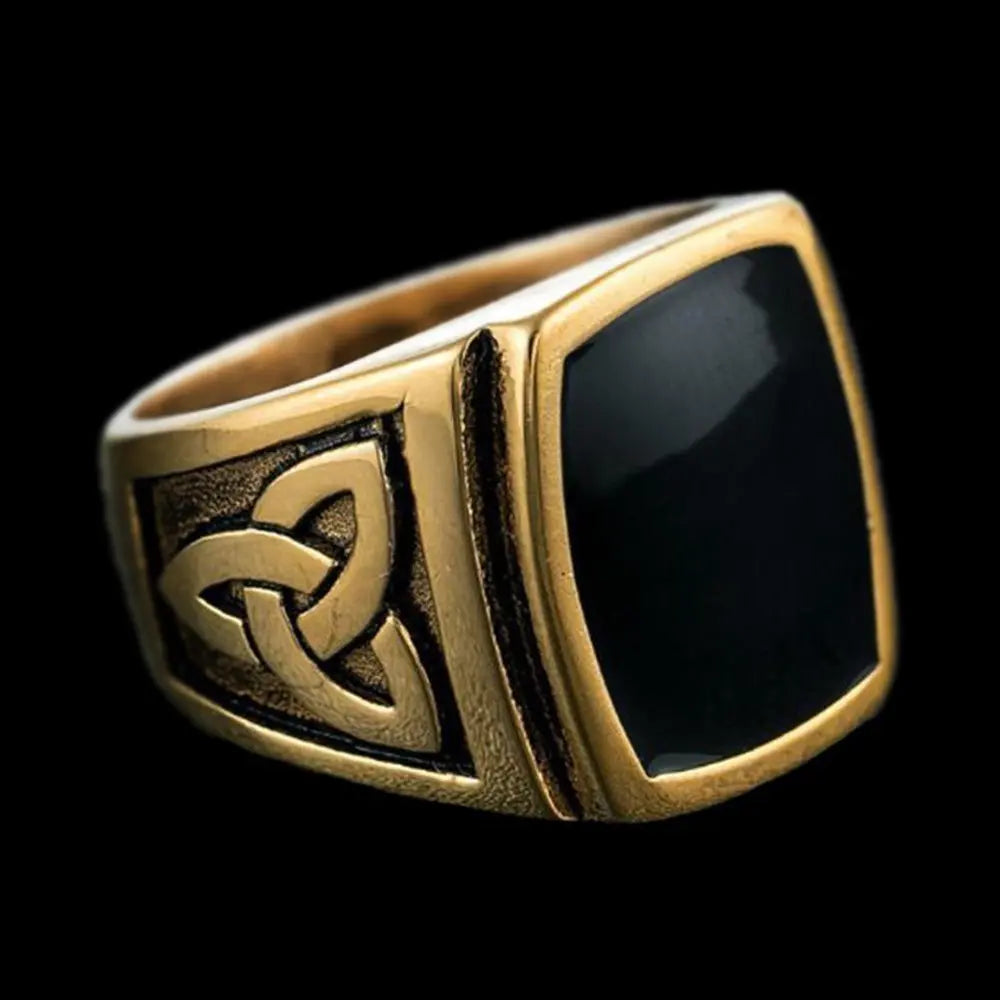 Celtic Knot Obsidian Stainless Steel Ring