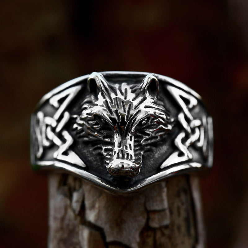 Celtic Wolf Head Stainless Steel Ring