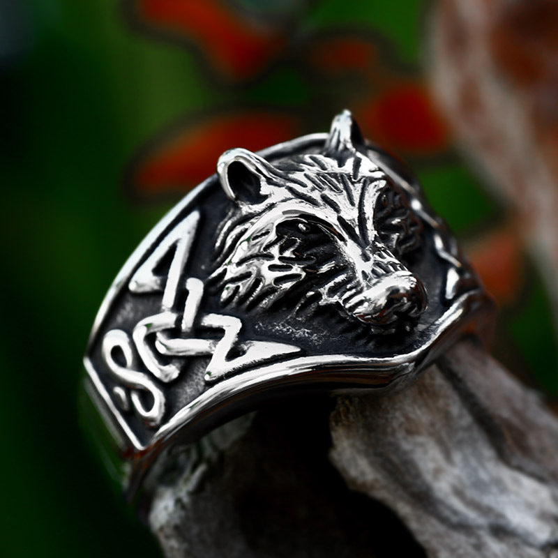 Celtic Wolf Head Stainless Steel Ring