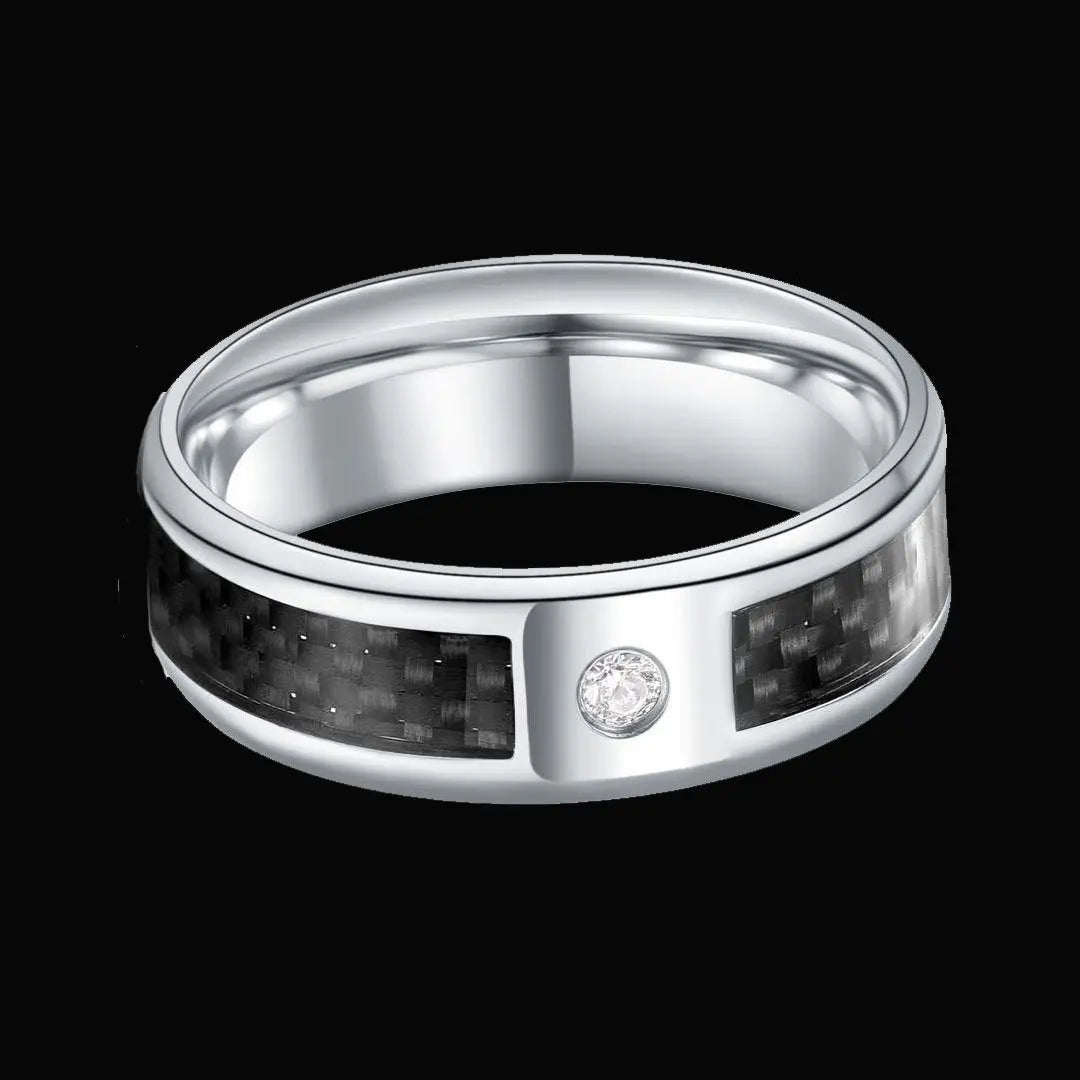 Charcoal Fiber Stainless Steel Ring