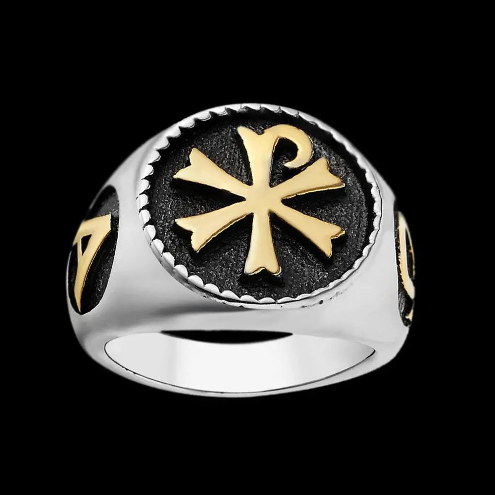 Chi-Rho Stainless Steel Ring