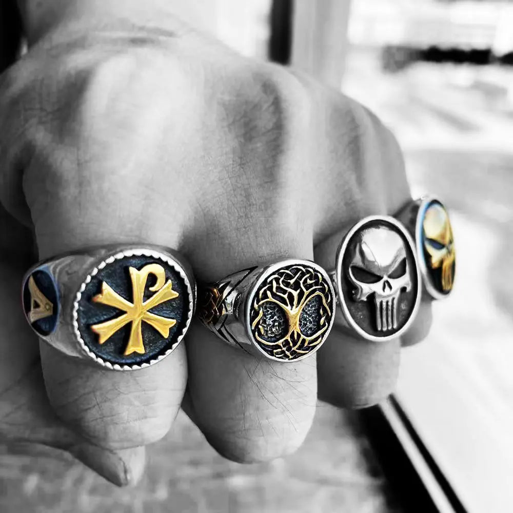 Chi-Rho Stainless Steel Ring