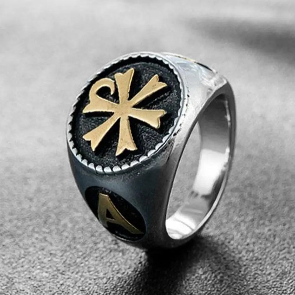 Chi-Rho Stainless Steel Ring