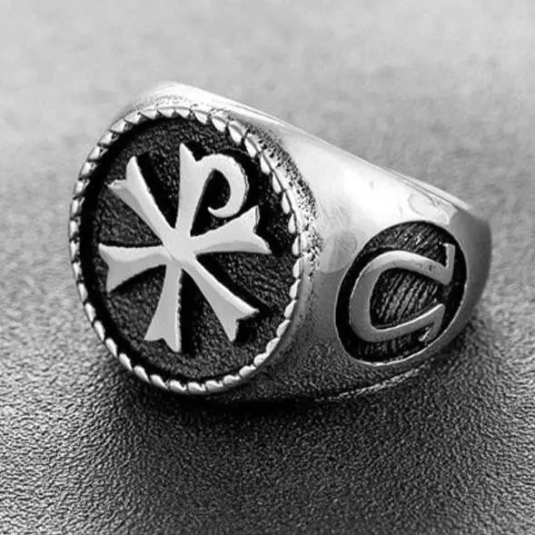 Chi-Rho Stainless Steel Ring