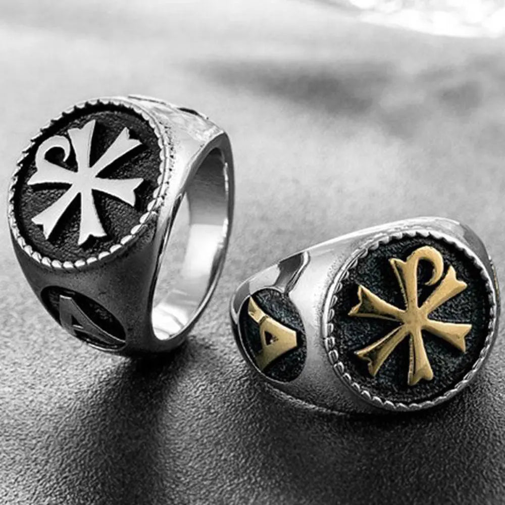 Chi-Rho Stainless Steel Ring