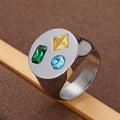 Colorful Gemstone Stainless Steel Ring