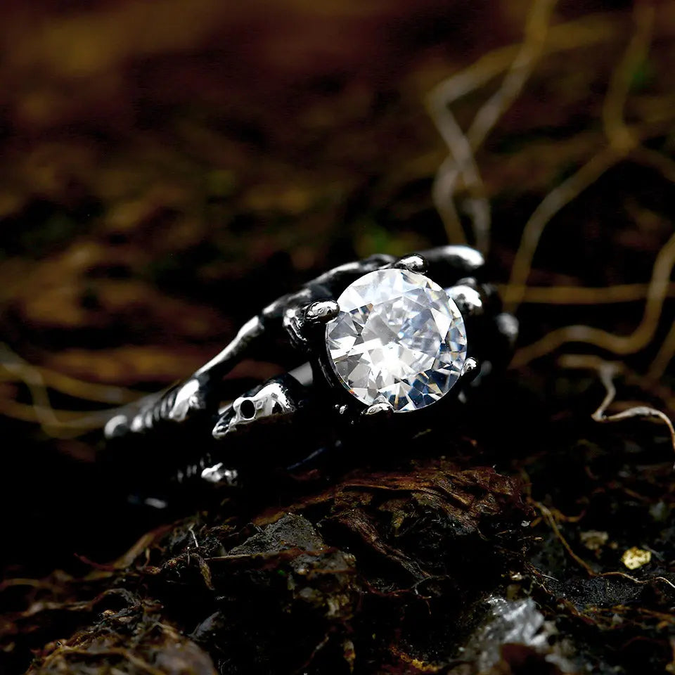 Colorful Zirconia Skull Stainless Steel Ring