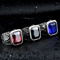 Cracked Rock Style Gemstone Stainless Steel Ring