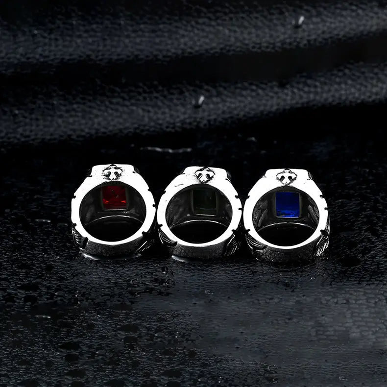 Cracked Rock Style Gemstone Stainless Steel Ring