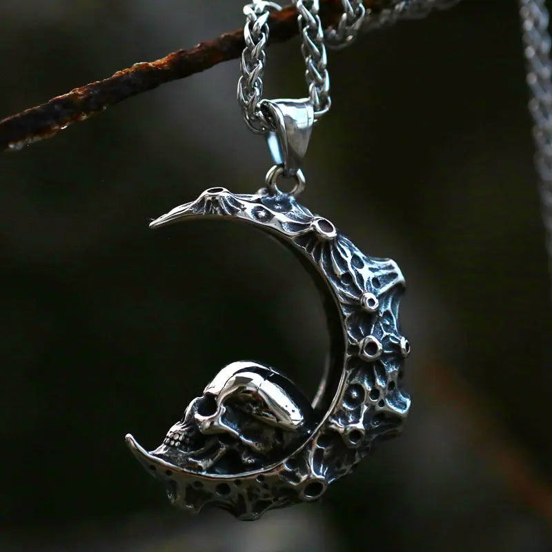 Crescent Skull Pendant