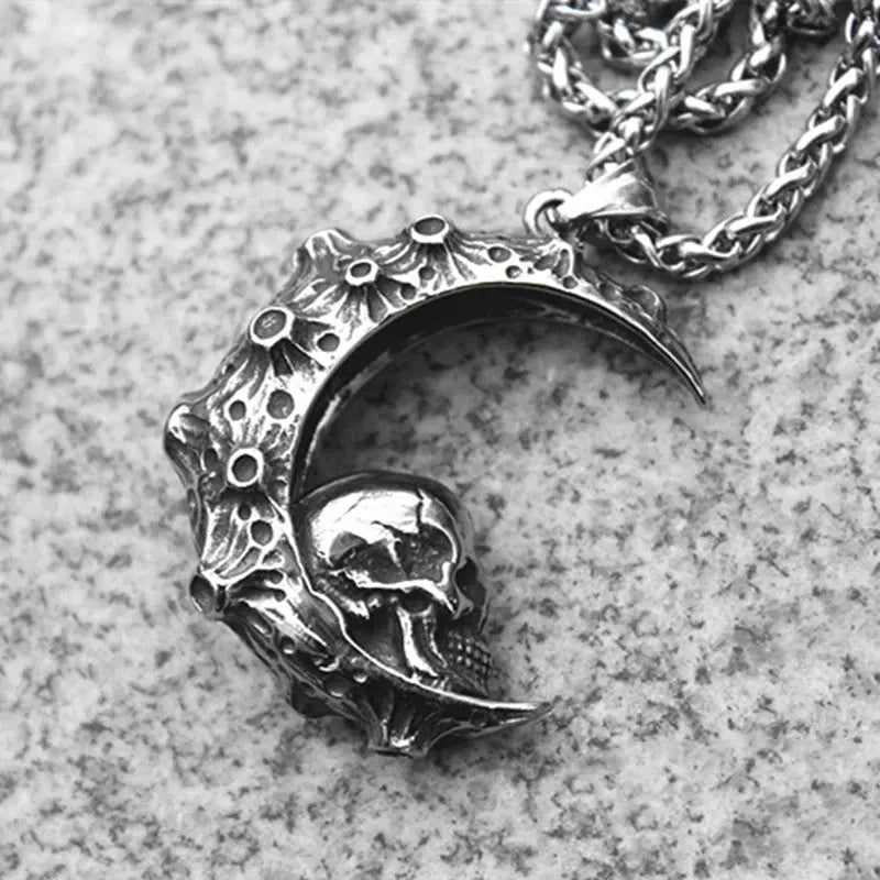 Crescent Skull Pendant