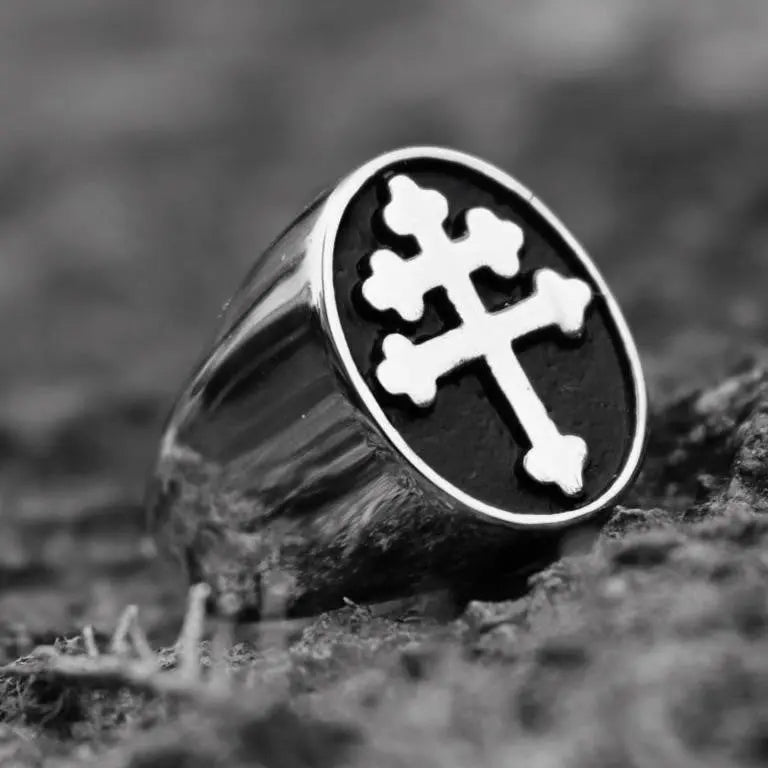Cross of Lorraine Signet Ring
