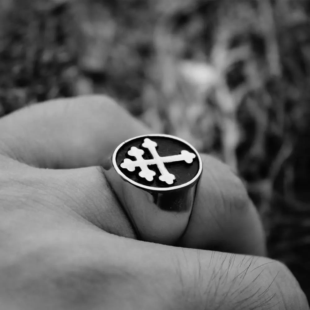 Cross of Lorraine Signet Ring