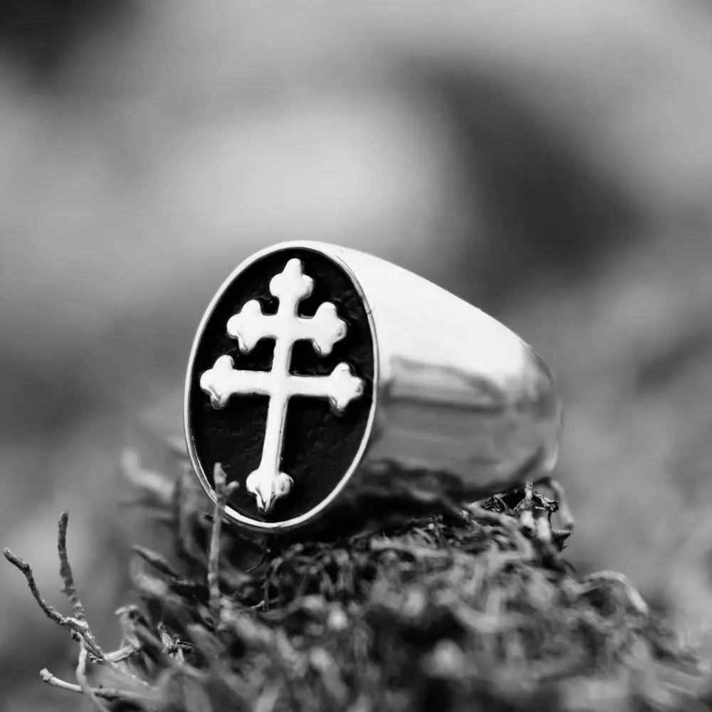Cross of Lorraine Signet Ring