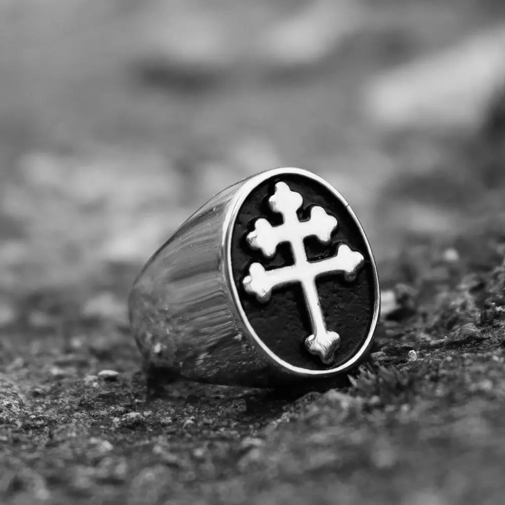 Cross of Lorraine Signet Ring