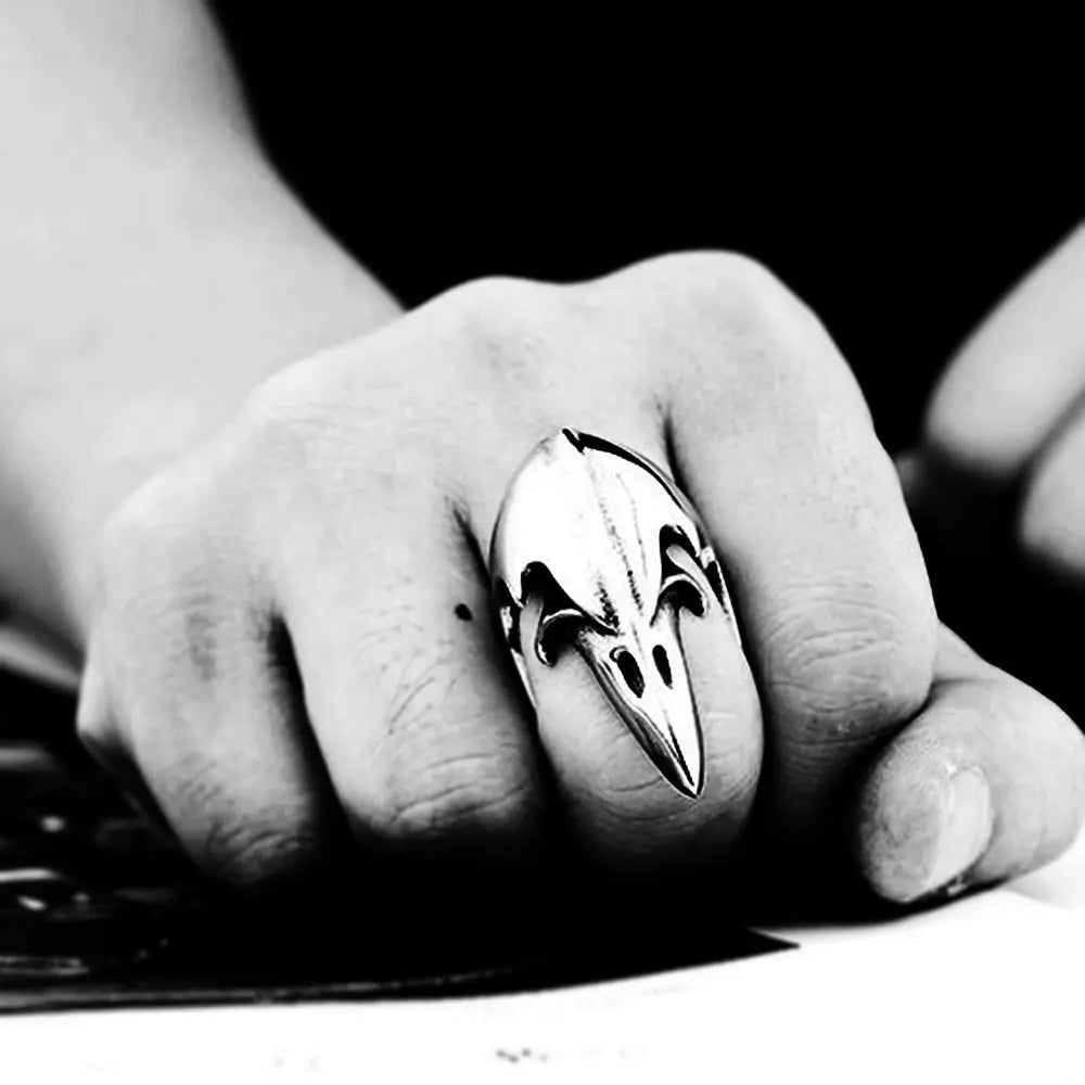 Crow Head Stainless Steel Beast Ring