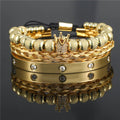 Crown Roman Numeral Royal Charm Bracelet Set