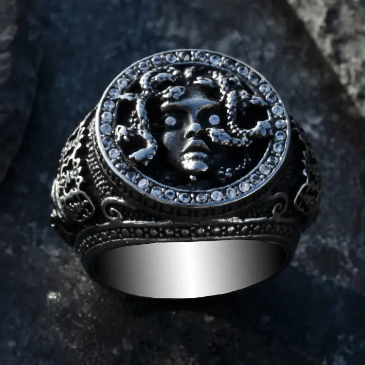 Crowned Skull & Greek Mythology Medusa Ring