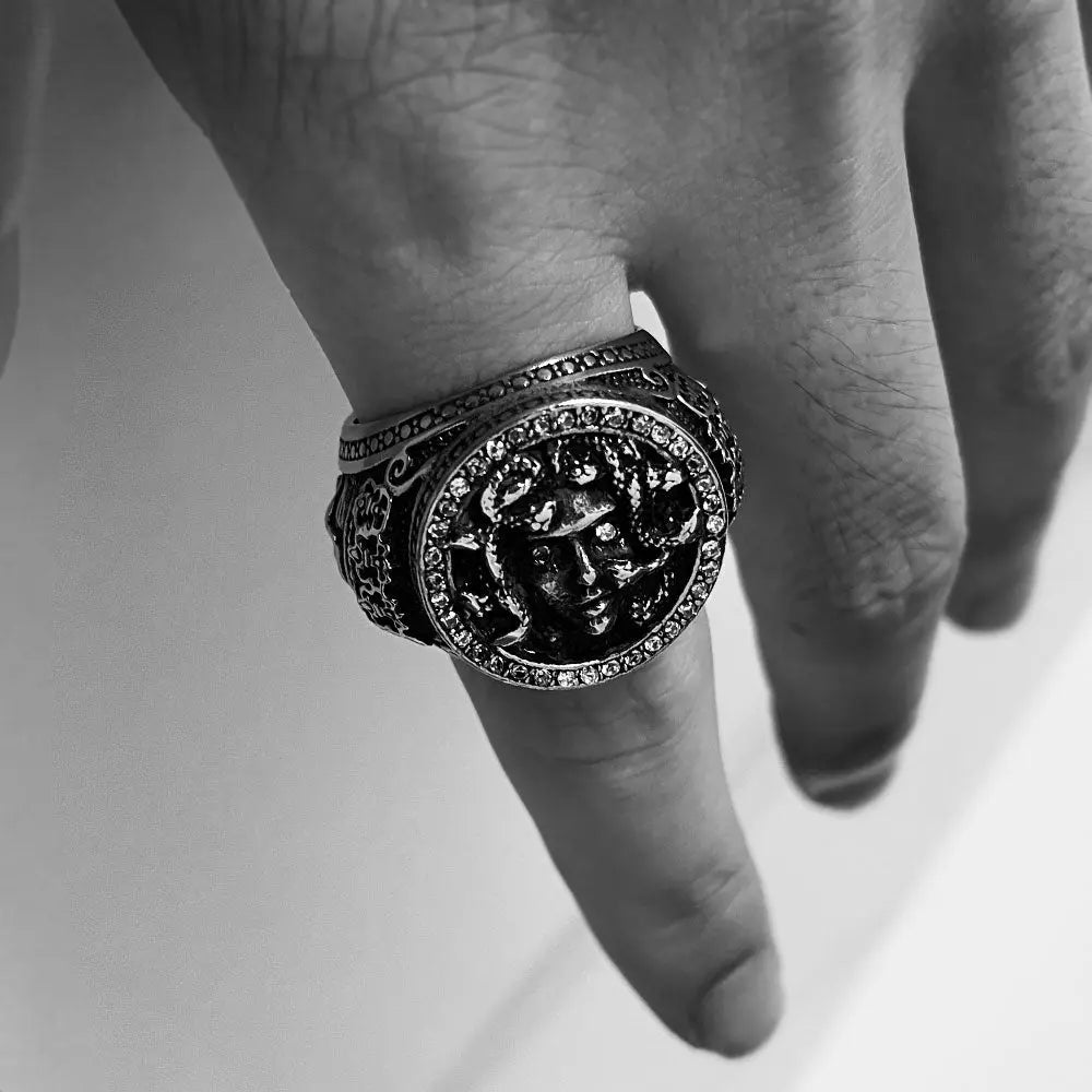 Crowned Skull & Greek Mythology Medusa Ring