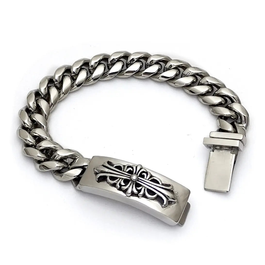 Cuban Link Cross Clasp Stainless Steel Bracelet