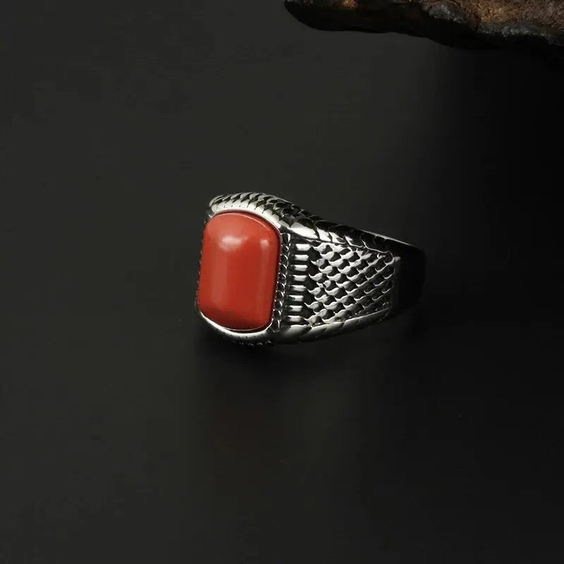 Cushion Ruby Stainless Steel Ring