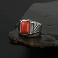 Cushion Ruby Stainless Steel Ring