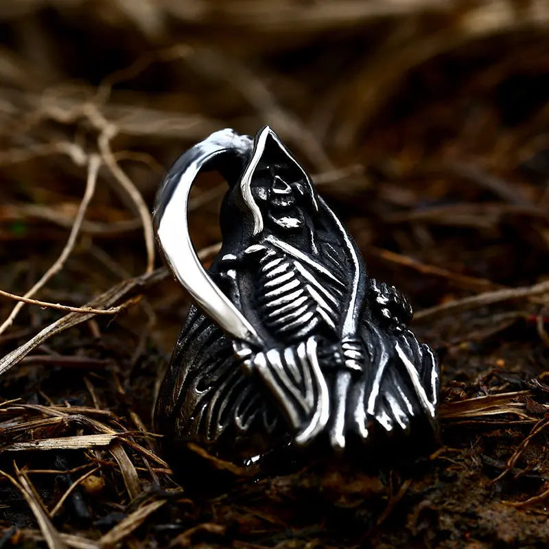 Death Scythe Skull Stainless Steel Ring