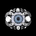 Demon's Eye Stainless Steel Skull Ring