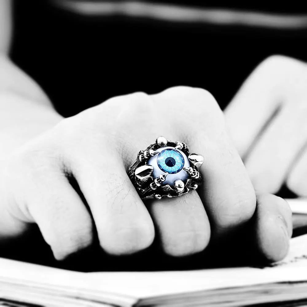 Demon's Eye Stainless Steel Skull Ring