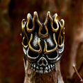 Golden Flame Skull Gothic Stainless Steel Ring