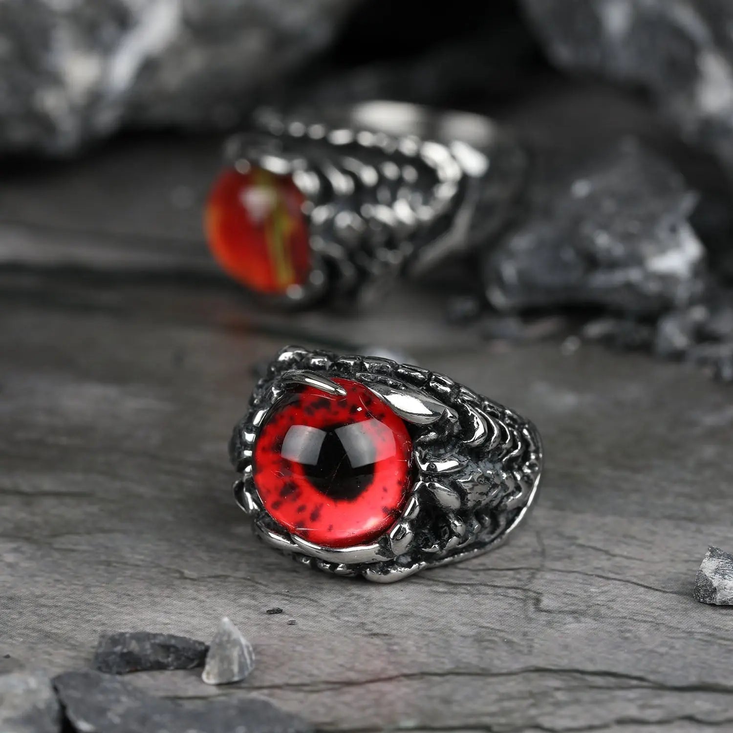 Devil's Eye Ruby Stainless Steel Ring