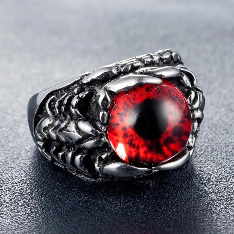 Devil's Eye Ruby Stainless Steel Ring