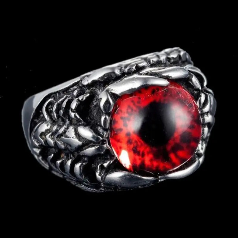 Devil's Eye Ruby Stainless Steel Ring