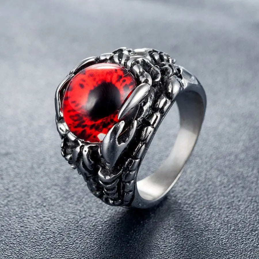 Devil's Eye Ruby Stainless Steel Ring