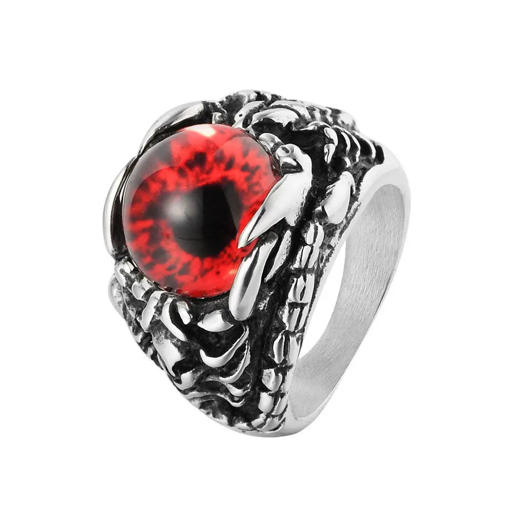 Devil's Eye Ruby Stainless Steel Ring